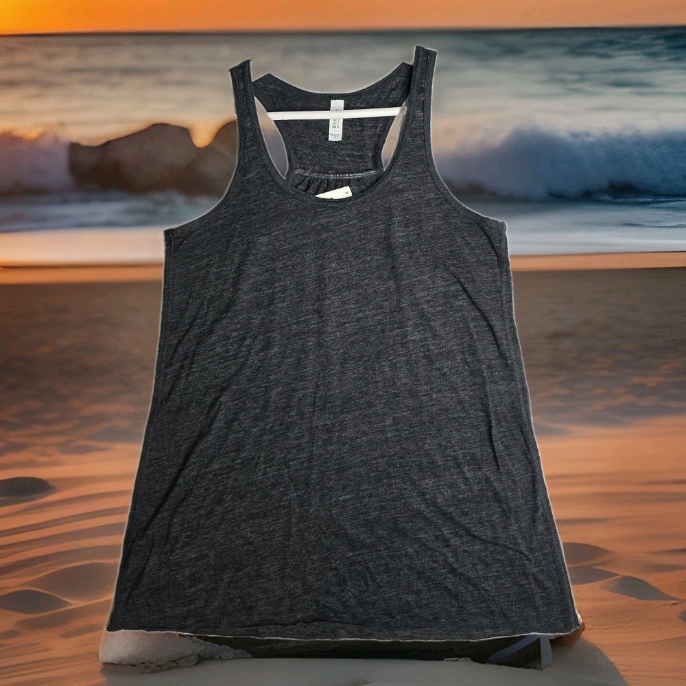BELLA + CANVAS Women's Jersey Racerback Tank Top Shirt DARK GREY HEATHER NWT SM